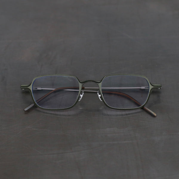 Rigards classic square frame magnesium aluminum alloy glasses RG0086AL series collection RG-RG0086AL-GLKTMP olive drab frame with transparent lenses